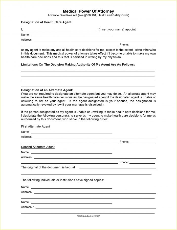 Free Texas Medical Power Of Attorney Form Pdf Free Texas Medical Power Of Attorney Form Pdf