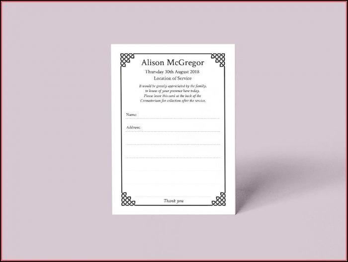 Funeral Attendance Cards Templates Funeral Attendance Cards Templates