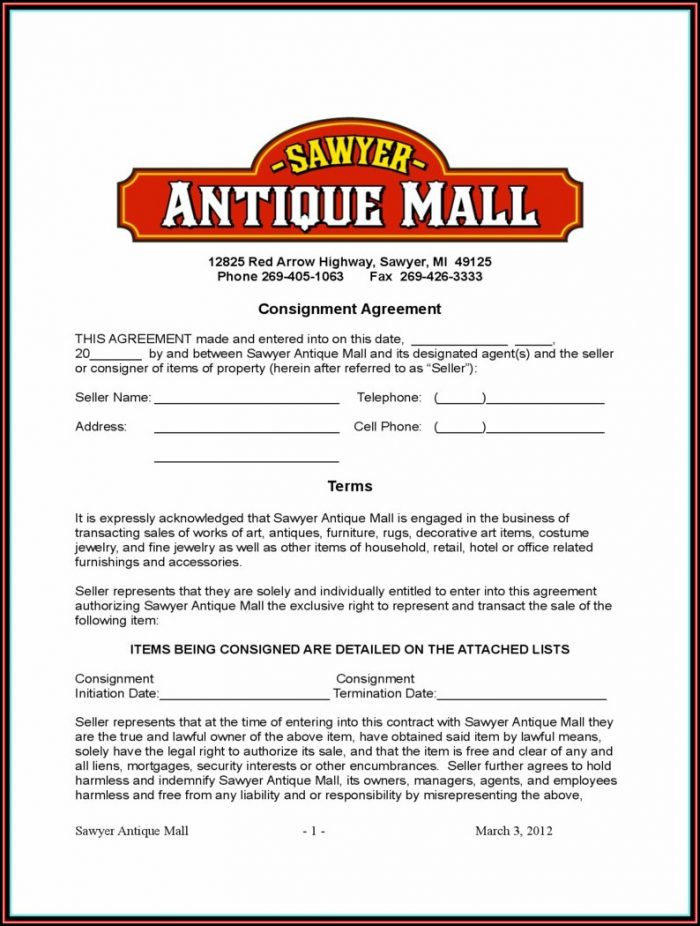 Furniture Consignment Contract Template Furniture Consignment Contract Template