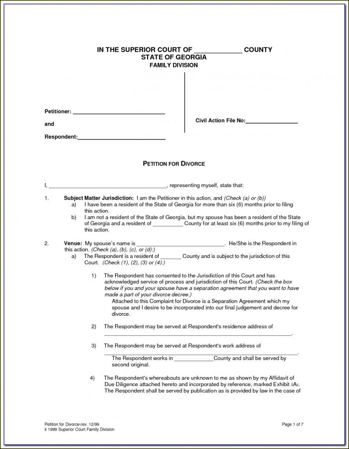 Georgia Divorce Forms Online Free Georgia Divorce Forms Online Free