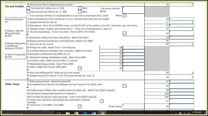 Income Tax Form 1040 Line 56 Income Tax Form 1040 Line 56