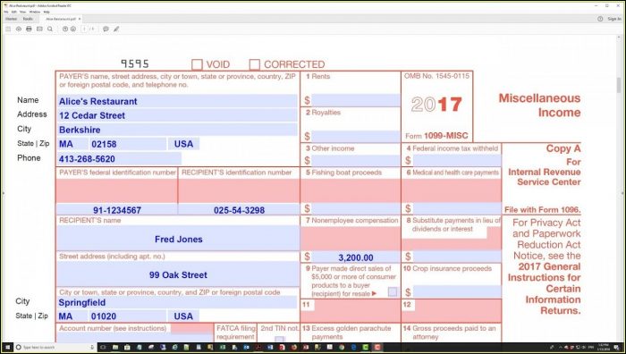 Irs Form 1099 Misc 2016 Fillable Irs Form 1099 Misc 2016 Fillable