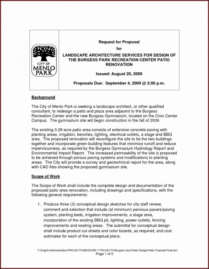 Landscape Proposal Template Free Landscape Proposal Template Free