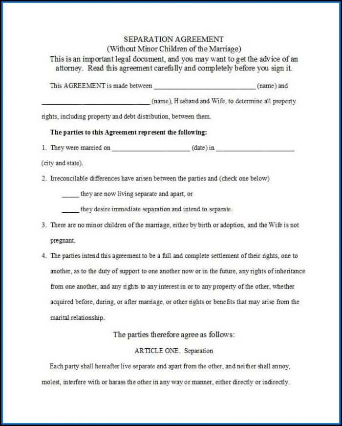 Marriage Separation Agreement Template Marriage Separation Agreement Template