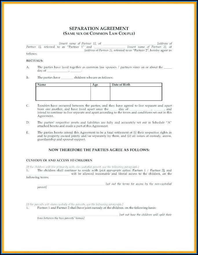 Marriage Separation Agreement Template Ontario Marriage Separation Agreement Template Ontario