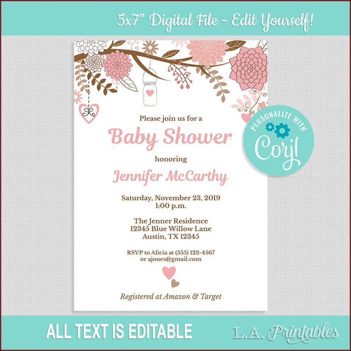 Mason Jar Shower Invitation Template Mason Jar Shower Invitation Template