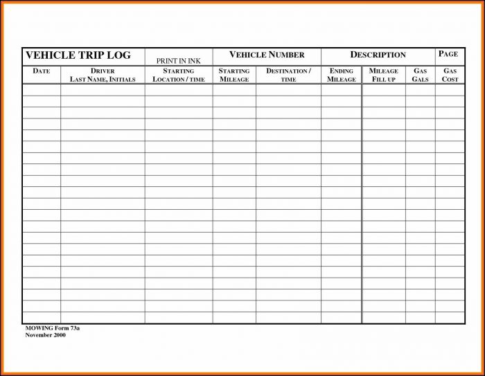 Mileage Log Book Template Download Mileage Log Book Template Download