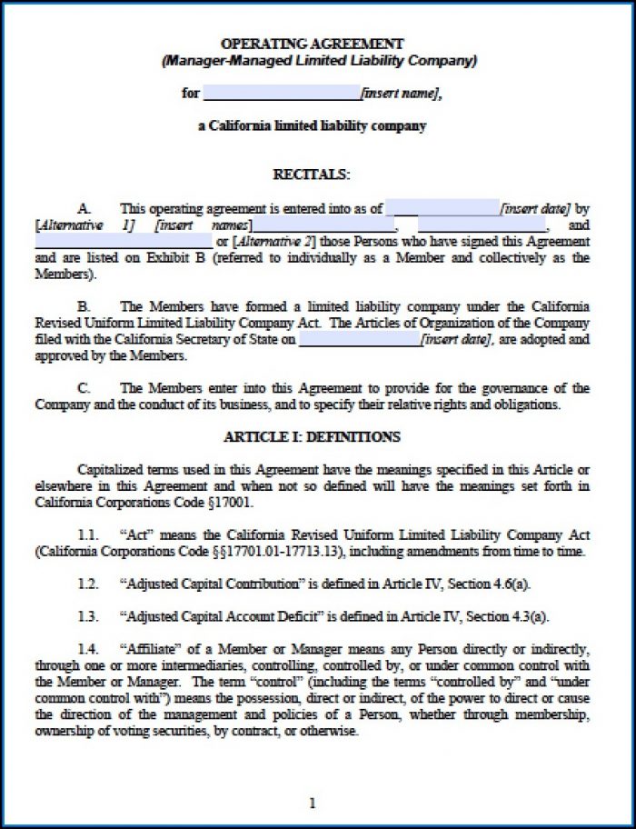 Multi Member Llc Operating Agreement Template Multi Member Llc Operating Agreement Template