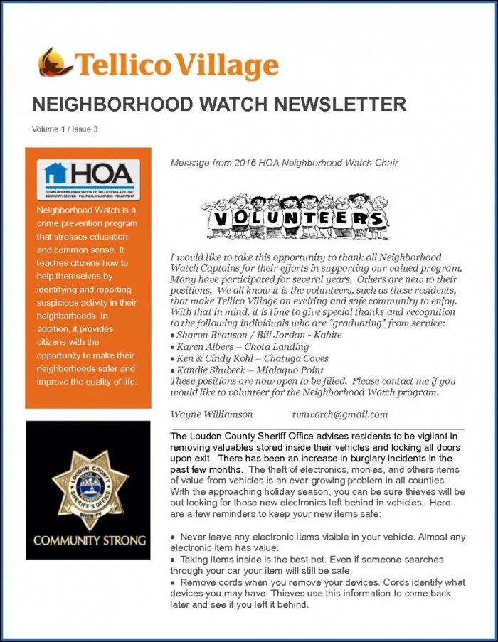 Neighborhood Association Newsletter Template Neighborhood Association Newsletter Template