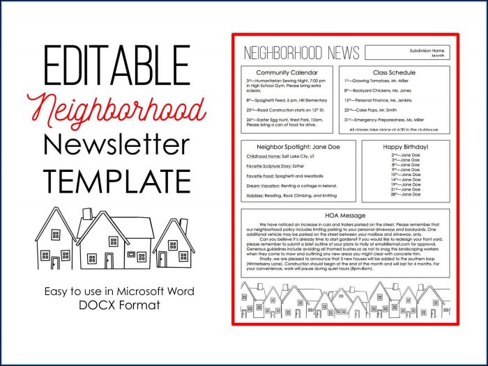 Neighborhood Newsletter Template Neighborhood Newsletter Template