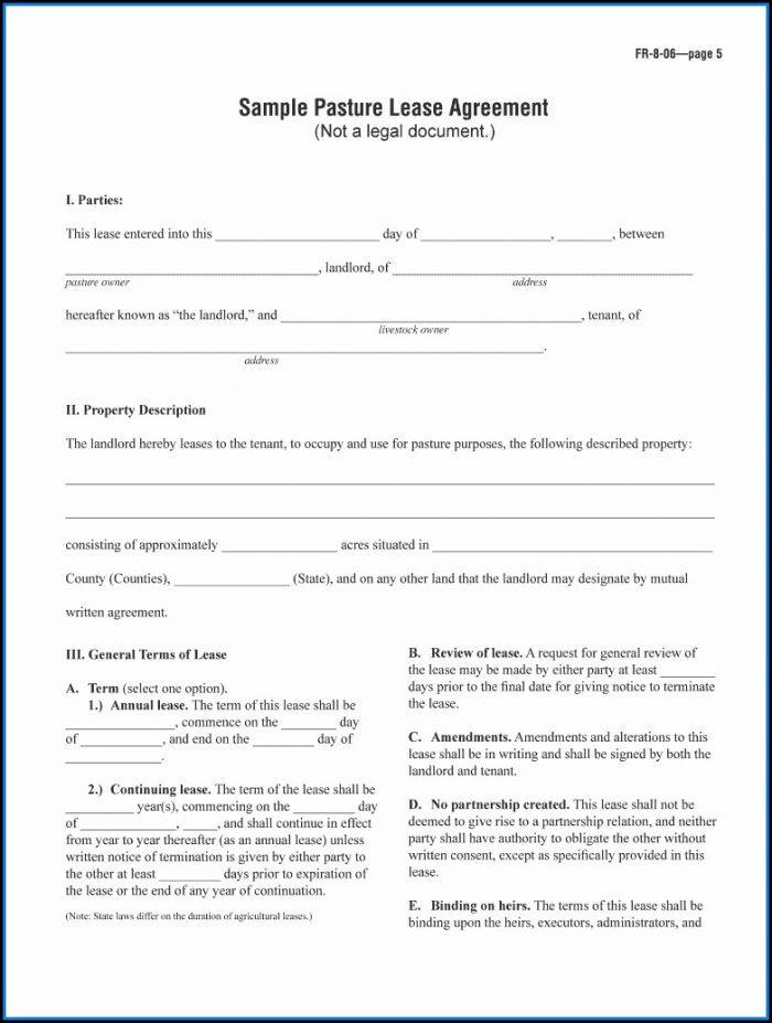 Pasture Lease Agreement Template Pasture Lease Agreement Template