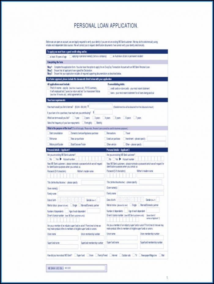 Personal Loan Application Form Template Free Personal Loan Application Form Template Free