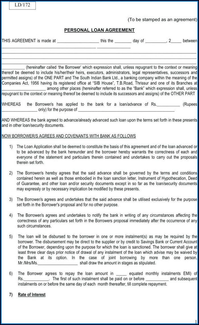 Personal Loan Forms Free Template Personal Loan Forms Free Template
