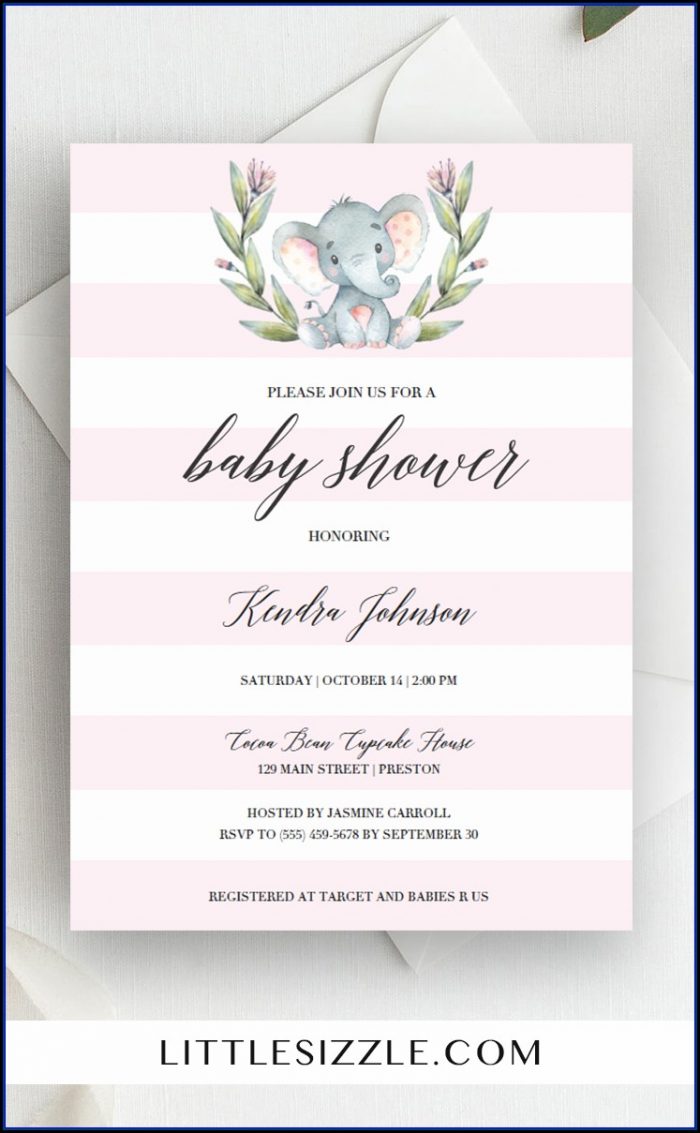 Pink Elephant Baby Shower Invitation Templates Pink Elephant Baby Shower Invitation Templates