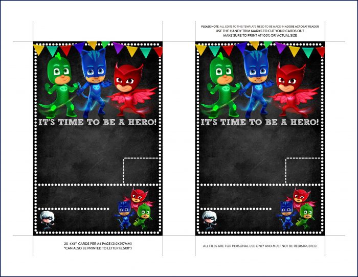 Pj Masks Invitation Template Pj Masks Invitation Template