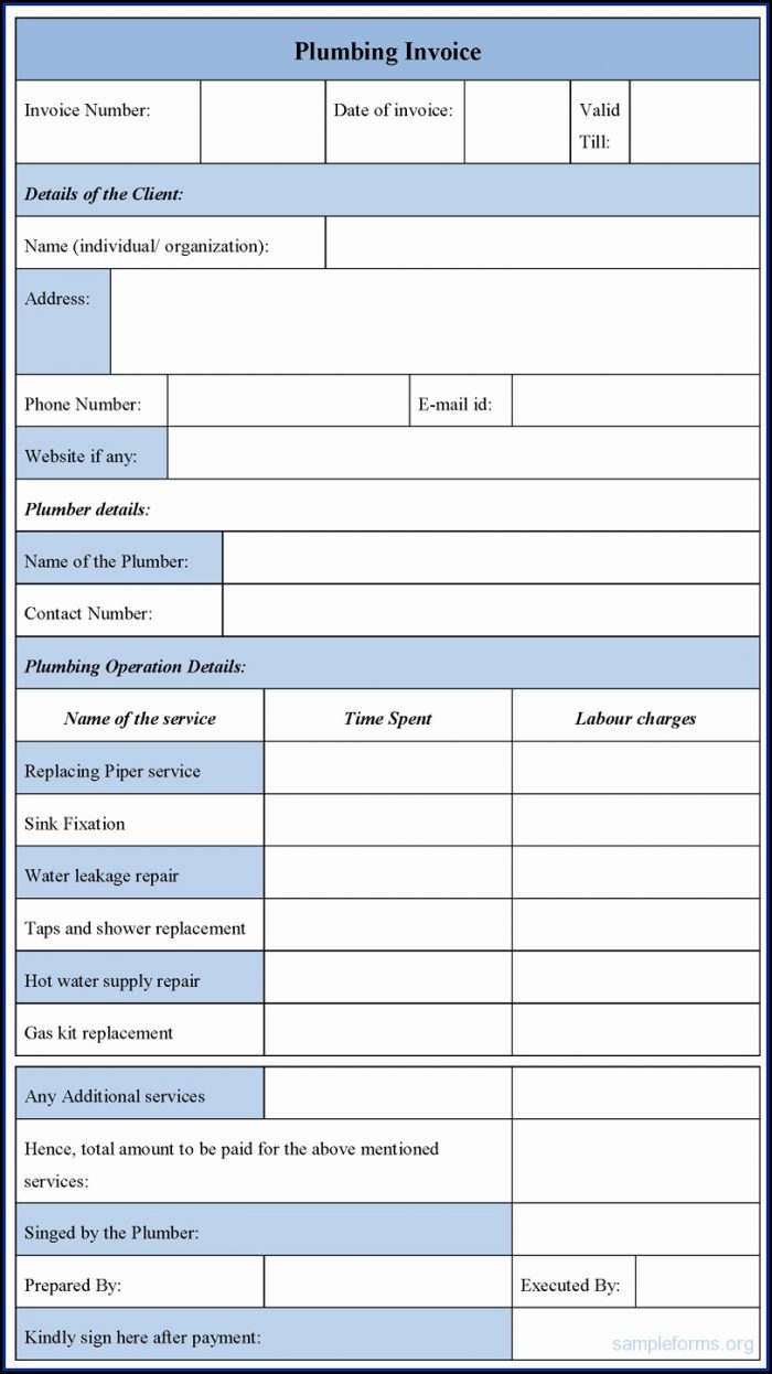 Plumbing Invoice Template Download Plumbing Invoice Template Download