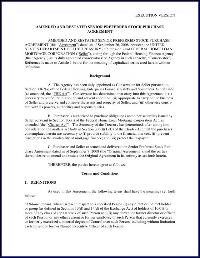 Preferred Stock Purchase Agreement Template Preferred Stock Purchase Agreement Template