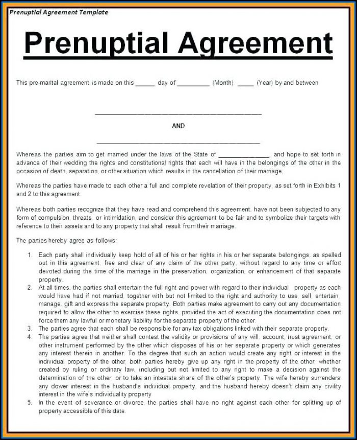 Prenuptial Agreement Florida Form Prenuptial Agreement Florida Form