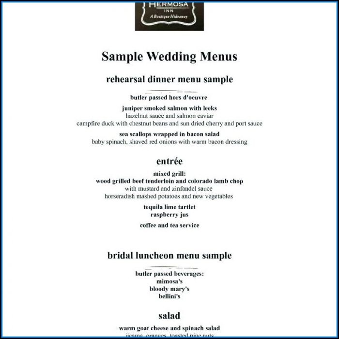 Rehearsal Dinner Menus Templates Rehearsal Dinner Menus Templates