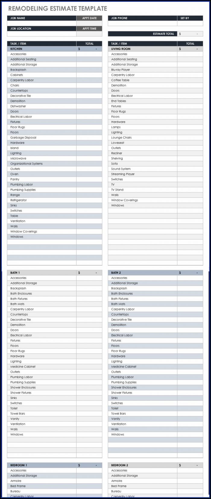 Residential Construction Estimate Template Excel Residential Construction Estimate Template Excel