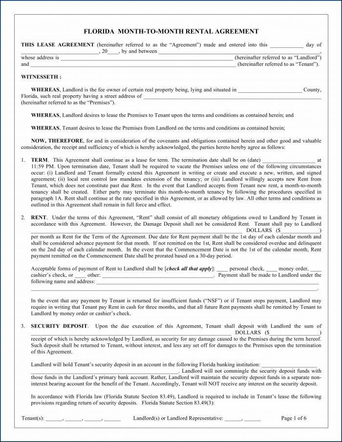 Residential Lease Template Florida Residential Lease Template Florida