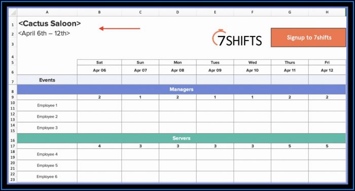 Restaurant Employee Schedule Template Free Restaurant Employee Schedule Template Free