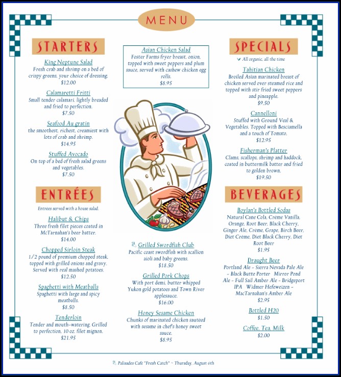 Restaurant Menu Design Templates Word Restaurant Menu Design Templates Word