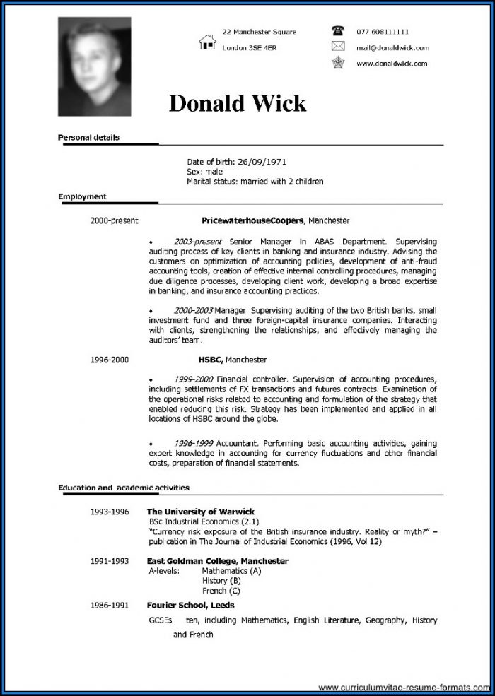 Resume Format Template Free Resume Format Template Free