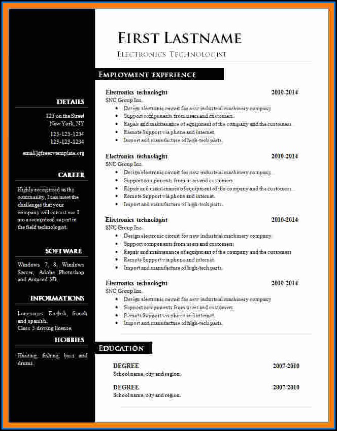 Resume Template Microsoft Word Free Resume Template Microsoft Word Free