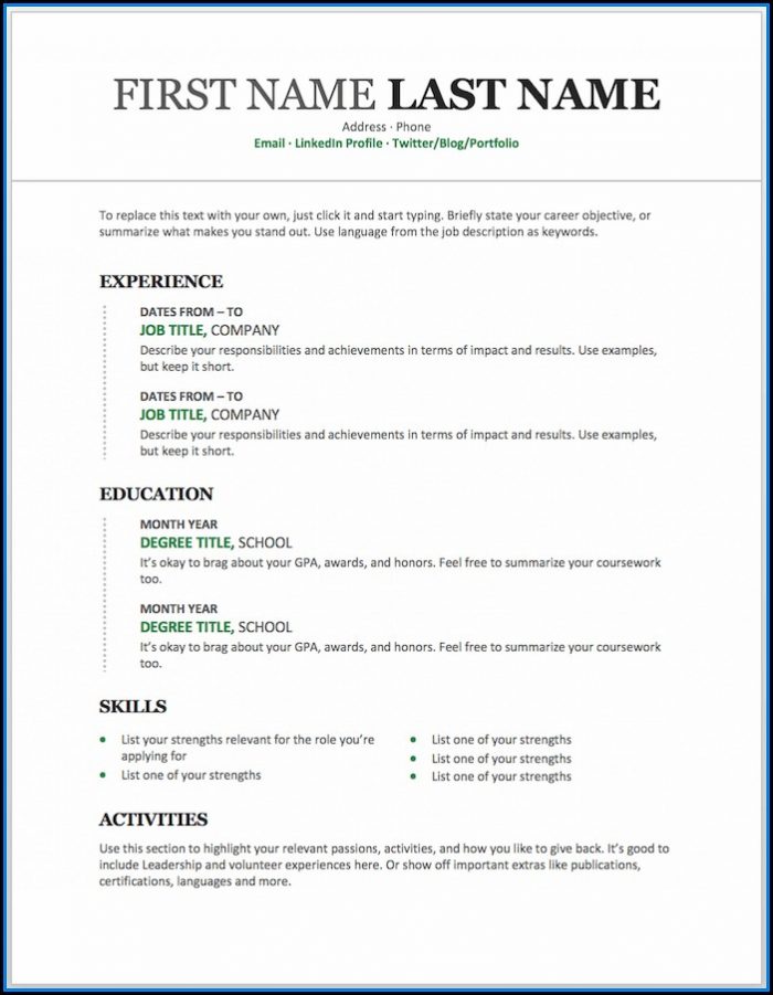 Resume Templates Microsoft Word Free Resume Templates Microsoft Word Free