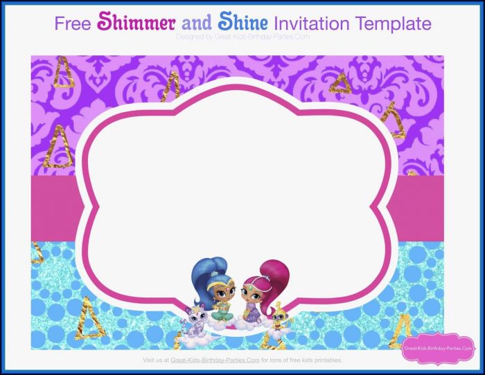 Shimmer And Shine Birthday Invitation Template Free Shimmer And Shine Birthday Invitation Template Free