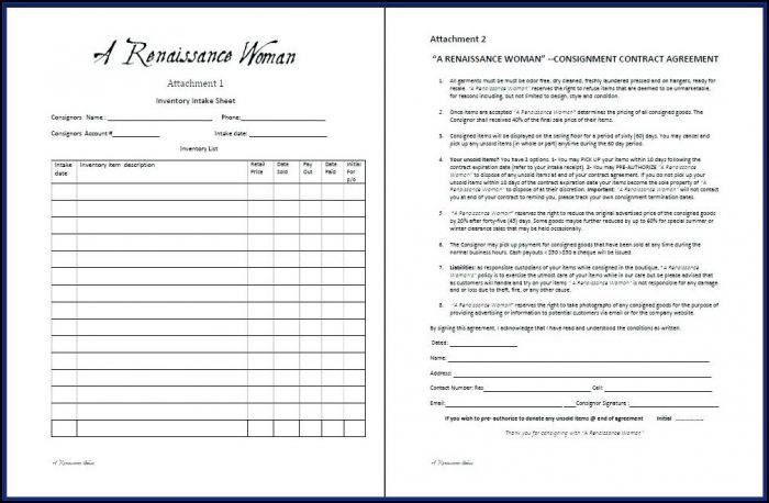 Simple Consignment Contract Template Simple Consignment Contract Template