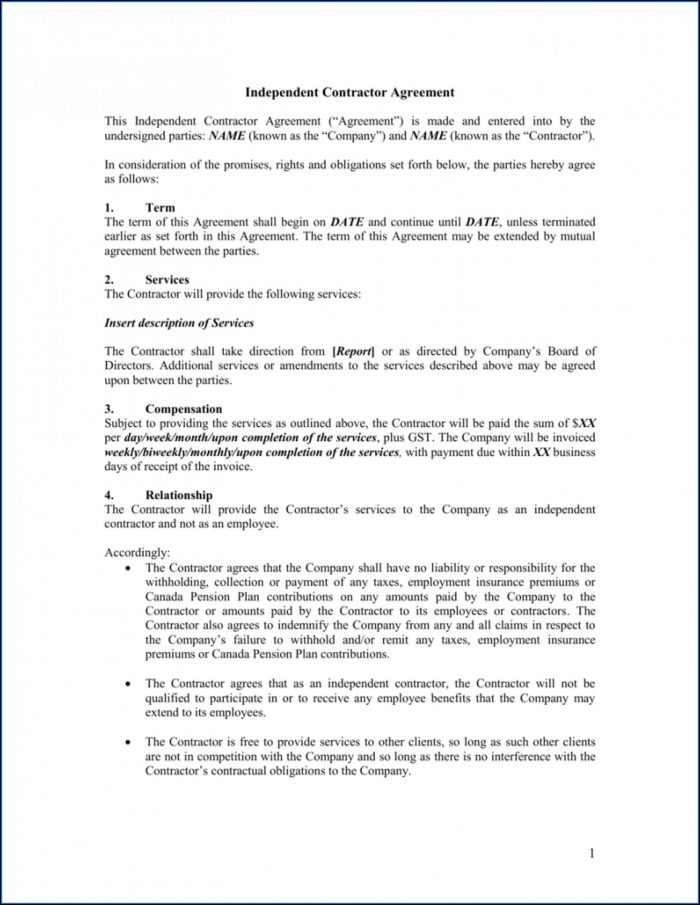 Simple Independent Contractor Agreement Sample Simple Independent Contractor Agreement Sample
