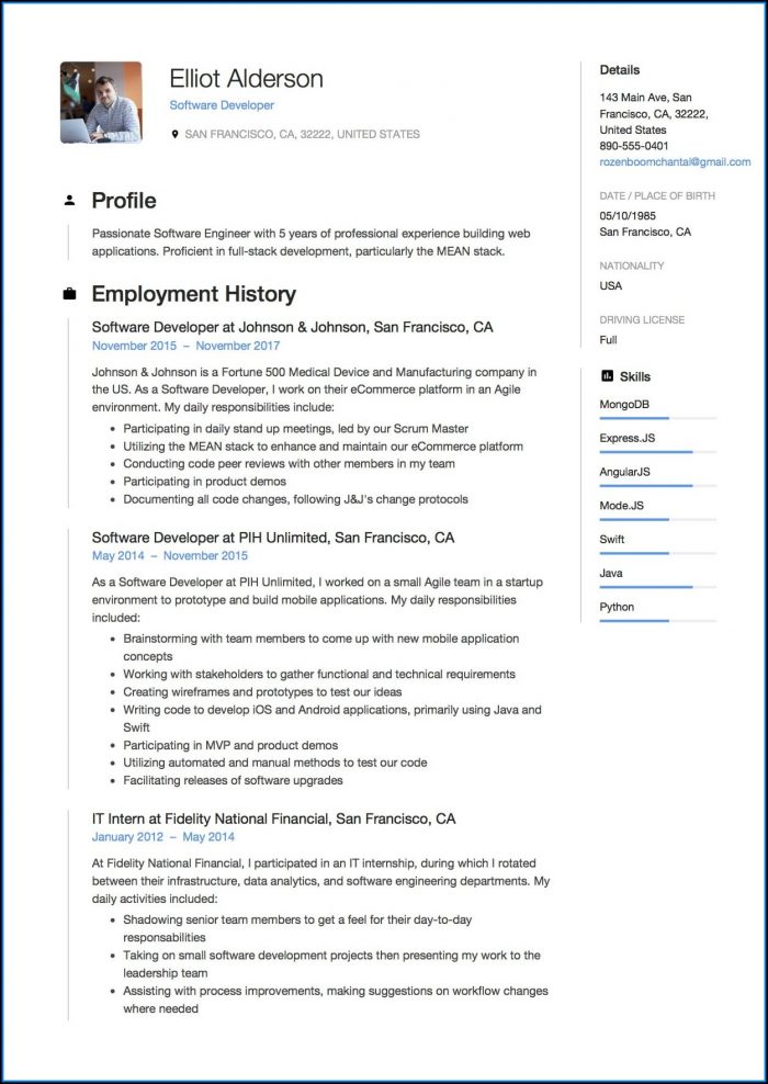 Software Resume Template Word Software Resume Template Word