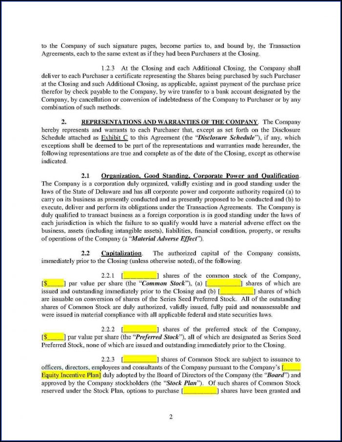 Stock Purchase Agreement Template Free Stock Purchase Agreement Template Free