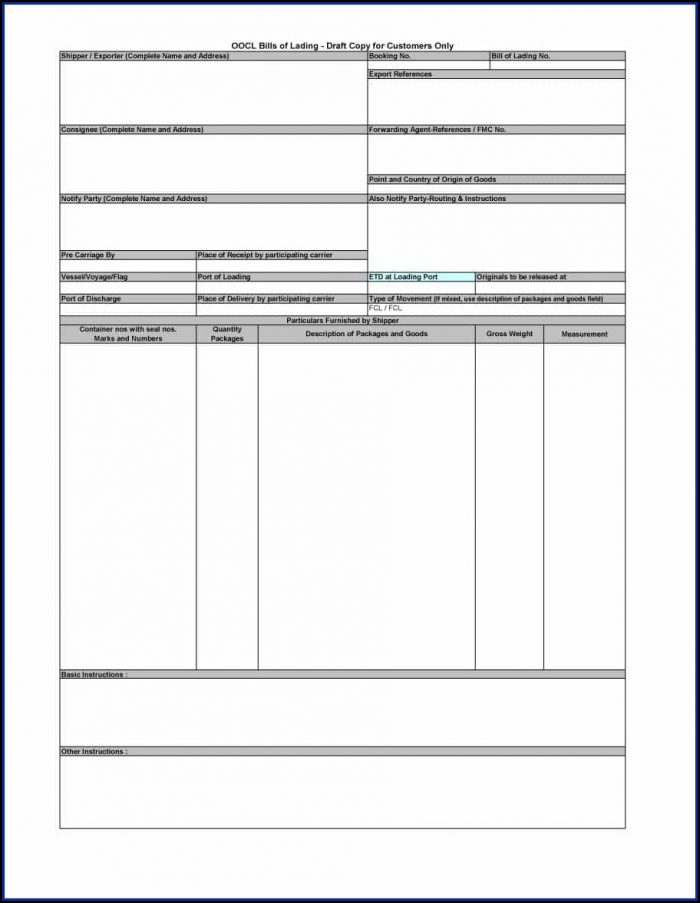 Straight Bill Of Lading Template Pdf Straight Bill Of Lading Template Pdf