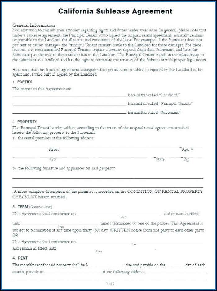 Sublet Lease Template Free Sublet Lease Template Free
