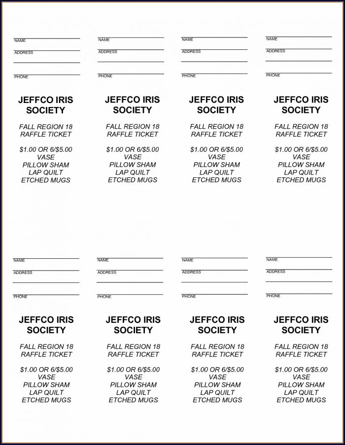 Template For Raffle Tickets Template For Raffle Tickets