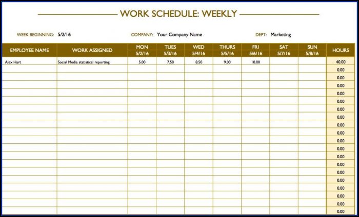 Work Schedule Template Excel Weekly Work Schedule Template Excel Weekly