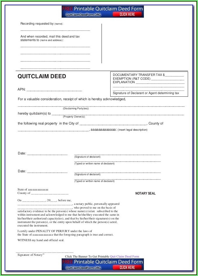 Ca Quit Claim Deed Form Free Ca Quit Claim Deed Form Free