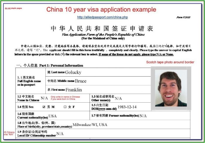 China Tourist Visa Application Form Uk China Tourist Visa Application Form Uk