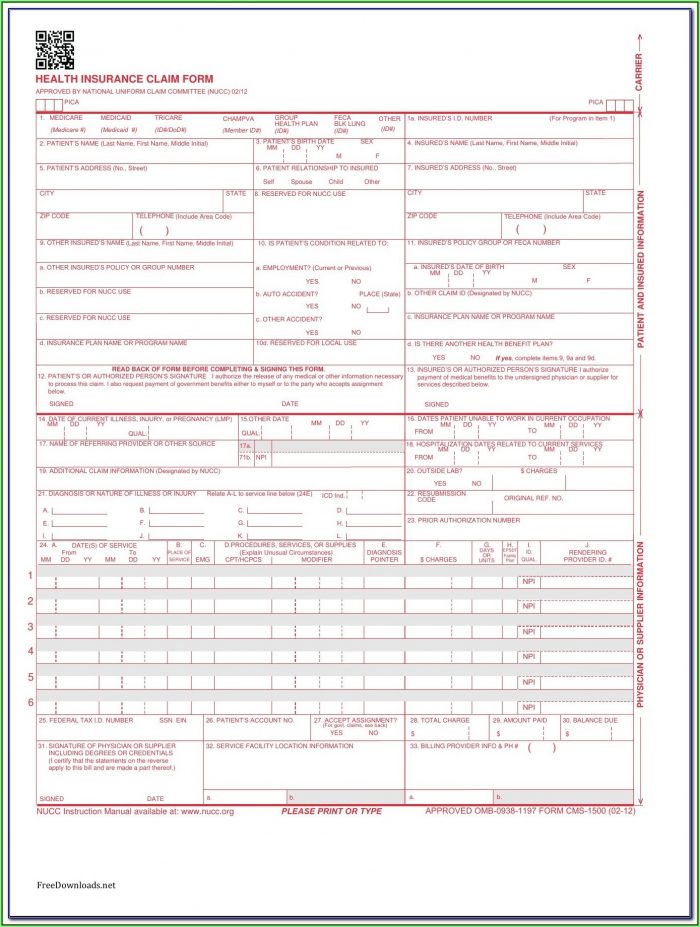 Cms 1500 Form Filling Instructions Cms 1500 Form Filling Instructions