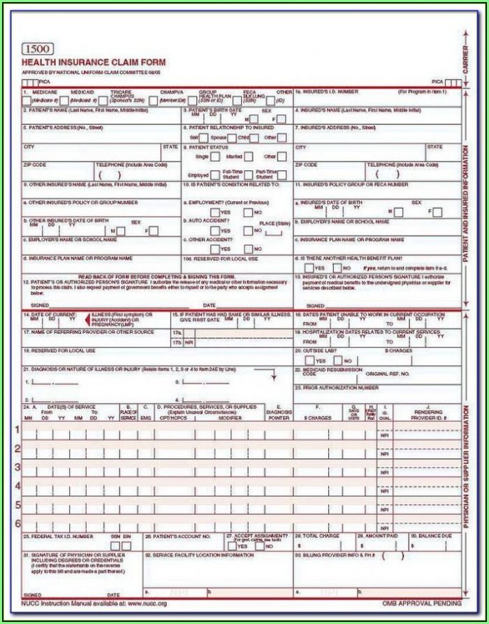 Cms Claim Form 1500 Instructions Cms Claim Form 1500 Instructions