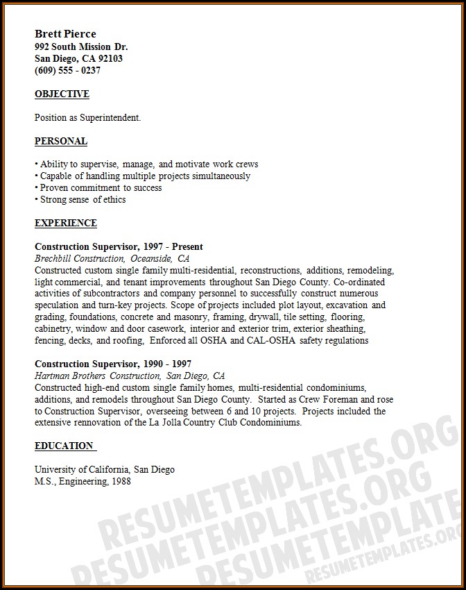 Free Construction Resume Builder Free Construction Resume Builder