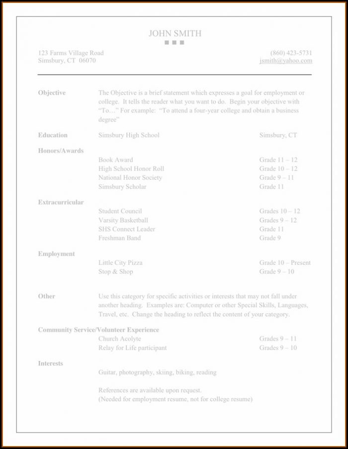 Free High School Resume Template Pdf Free High School Resume Template Pdf