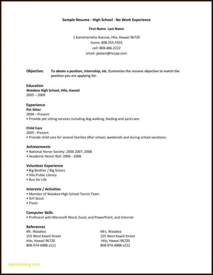 Free High School Student Resume Template Free High School Student Resume Template
