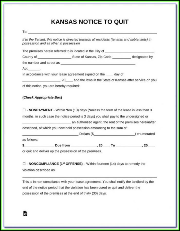 Kansas Eviction Notice Form Free Kansas Eviction Notice Form Free