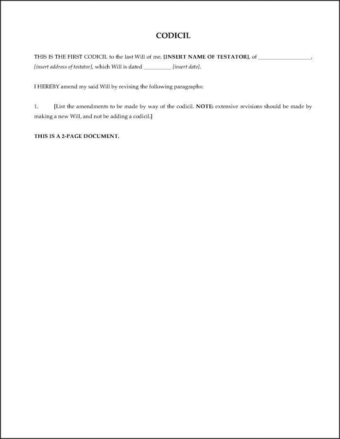 Legal Forms Codicil To Will Legal Forms Codicil To Will