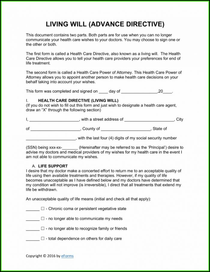 Living Will Advance Directive Template Living Will Advance Directive Template