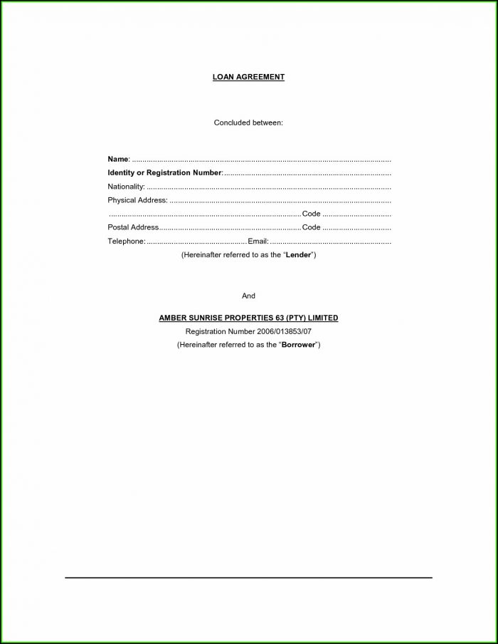 Loan Agreement Template Form Loan Agreement Template Form